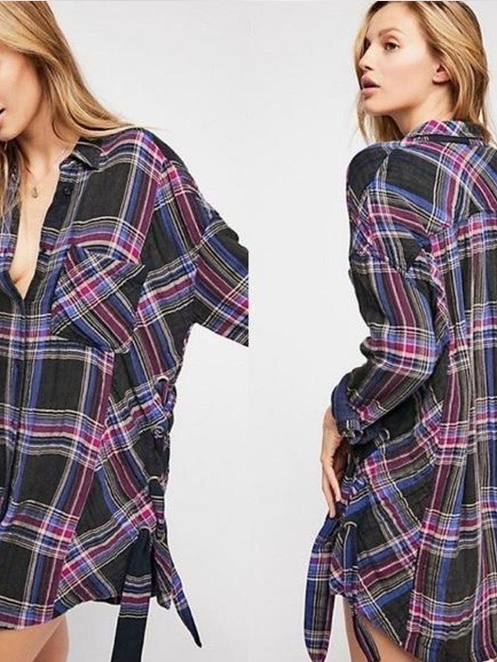 ⚡️Free People Nordic Day Oversized Plaid Button-Up - Picture 1 of 5